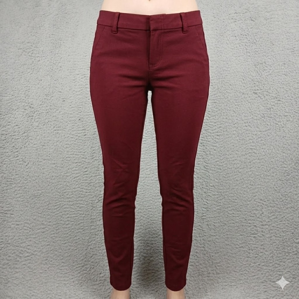 KUT from the Kloth Trouser Skinny Pants 0‎ Burgundy Wine Red Stretch Career